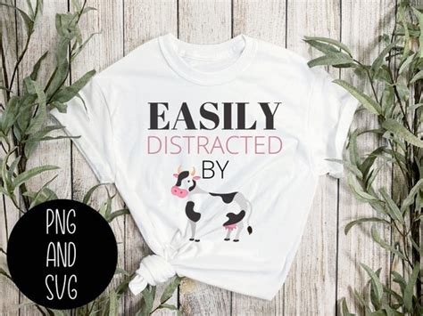 Easily Distracted By Cows Svg Png Clip Art Cow Countryside Etsy