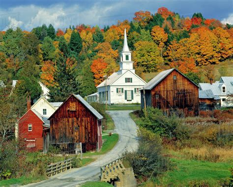 Usa Vermont Waits River Fall Foliage Adds Further Beauty To The