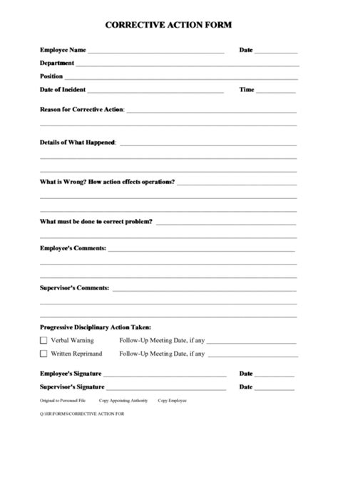 Corrective Action Form Printable Pdf Download