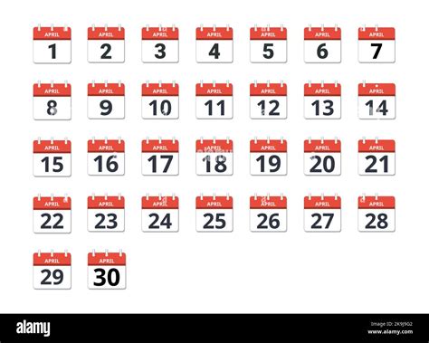 April Month Calendar Set Concept Of Schedule Business And Tasks Stock
