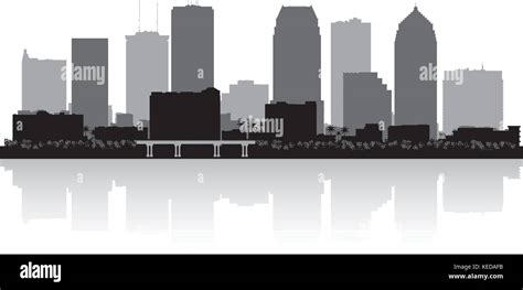 Tampa Florida City Skyline Vector Silhouette Illustration Stock Vector