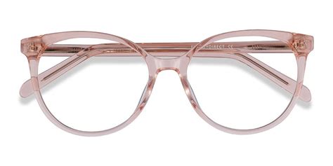 pink clear horn prescription eyeglasses medium full rim acetate eyewear nala pink eyeglasses
