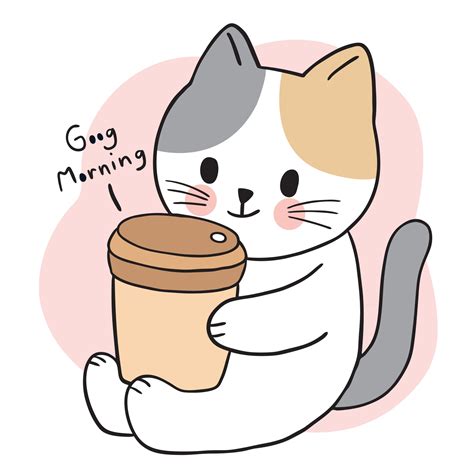 Premium Vector Set Of Cute Coffee Cat Mascot Logo Gambaran