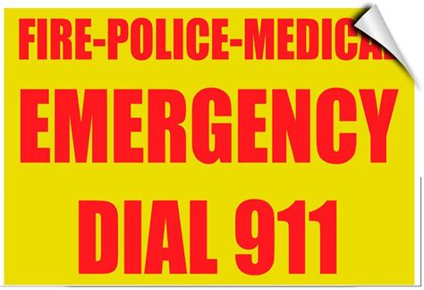 Fire Police Medical Emergency Dial 911 Style 2 Hazard Label
