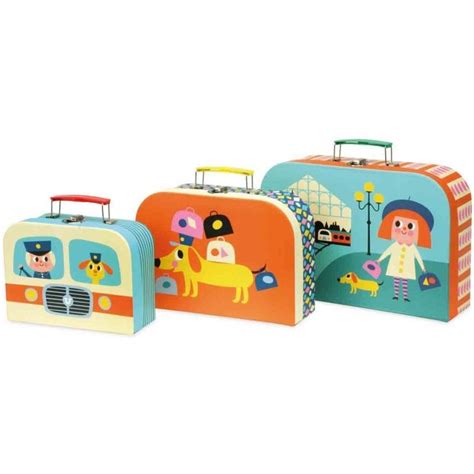 3 Cardboard Suitcases With Retro Designs Cardboard Suitcase Retro