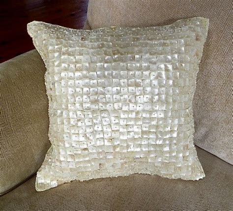 Mother Of Pearl Pillow Vintage Shell Decor 15 X 15