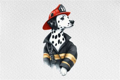 Watercolor Dalmatian Fireman Png Graphic By Vectmonster · Creative Fabrica