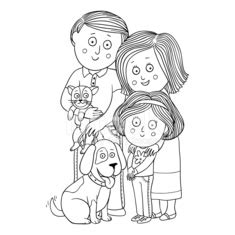 Coloring book (family) 벡터 이미지 및 클립 아트 로열티 무료