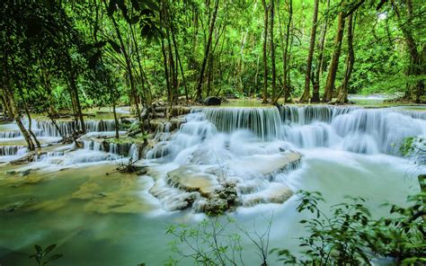 Huay Mae Khamin Beautiful Waterfall In Thailand Desktop Backgrounds