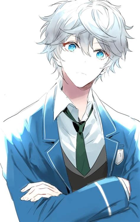 Anime Guy White Hair Blue Eyes Эскизы персонажей Аниме косплей