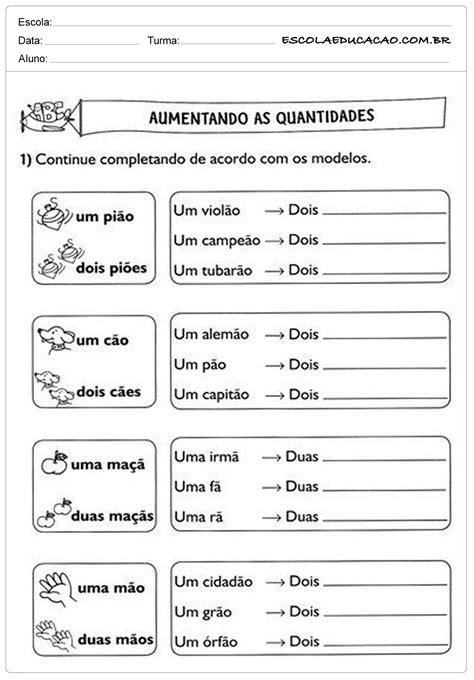 Atividades De Português 2º Ano Aumentativo Escola Educação
