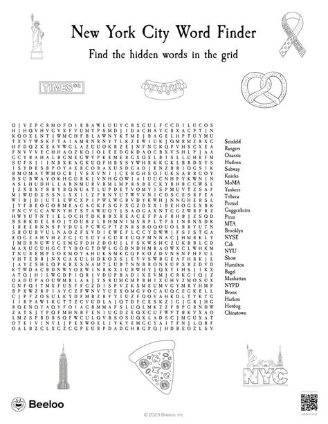 New York City Themed Word Searches Beeloo Printable Crafts And