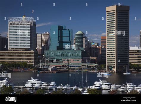 Usa Maryland Baltimore Inner Harbor Skyline From Federal Hill Stock