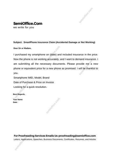 Insurance Claim Letter For Smartphone Semiofficecom