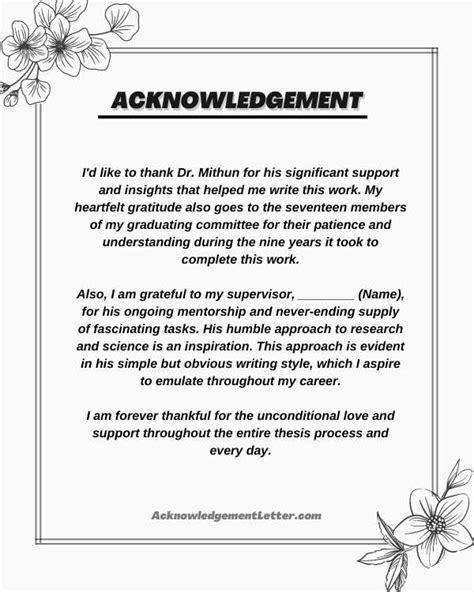 Best Master Thesis Acknowledgement Samples Sample Acknowledgement
