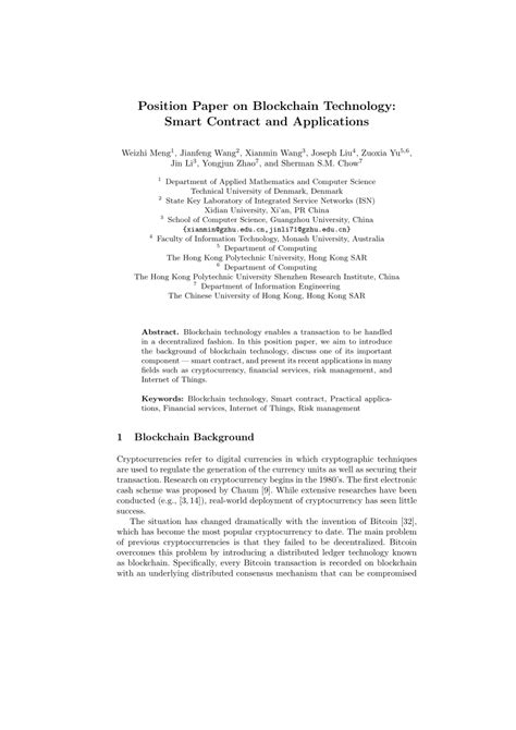 The body of the position paper may contain several paragraphs. (PDF) Position Paper on Blockchain Technology: Smart Contract and Applications