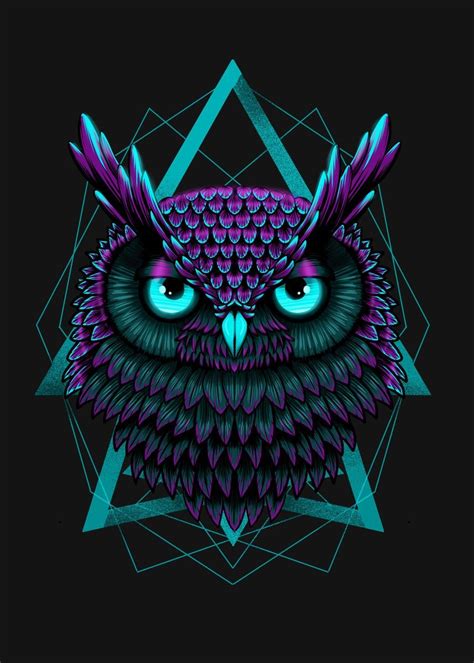 Neon Eyes Owl Poster Picture Metal Print Paint By Isagu Art Displate