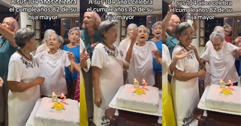 Asombroso Anciana de 104 años celebra cumpleaños de su hija de 82