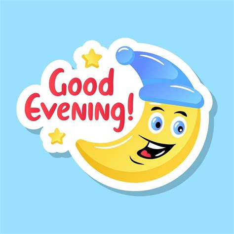 A Good Evening Sticker Cute Happy Moon 6722275 Vector Art At Vecteezy