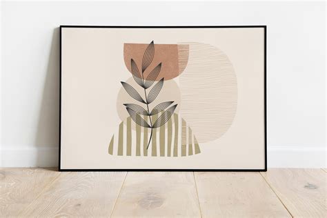 boho horizontal wall art boho wall decor beige and green etsy