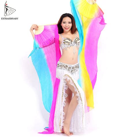 high quality 100 silk stage performance props 1 pair dancing silk bamboo 200cm long silk veils