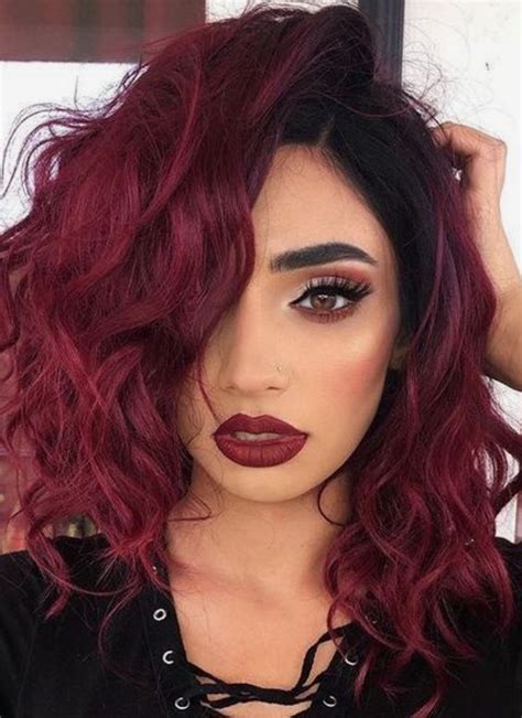 Red Ombre Hair Bright Red Hair Red Hair Color Hair Colors Black And Red Ombre Burgundy