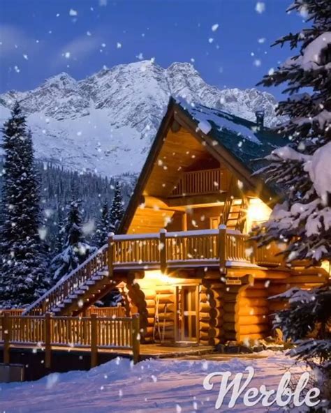 Heartwarming Snowy Cabin For Christmas Video Snow Cabin Log Cabin