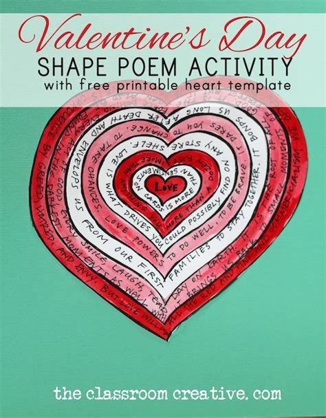 Poetry Activity For Valentines Day With Free Printable Shape Poem