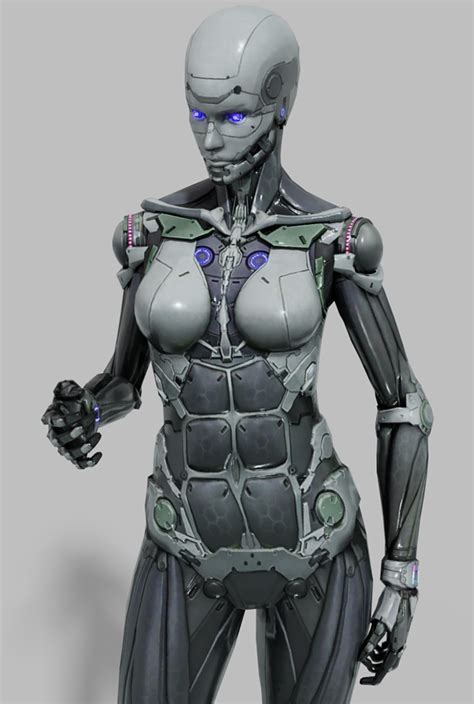 Cyborg Female Rigged Low Poly