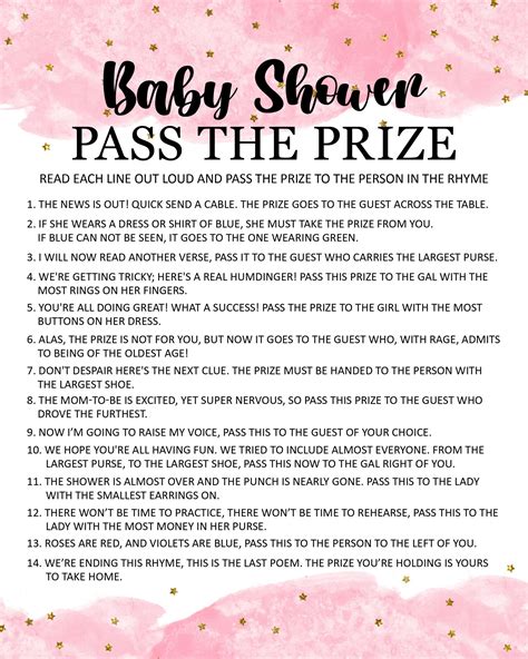Pass The Prize Baby Shower Game Printable Etsy