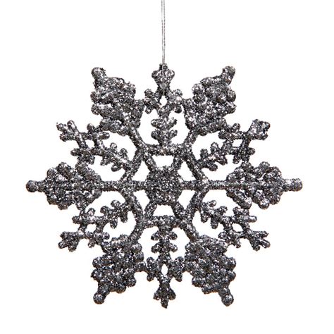 Vickerman 4 In Pewter Glitter Snowflake Christmas Ornament Bulbamerica