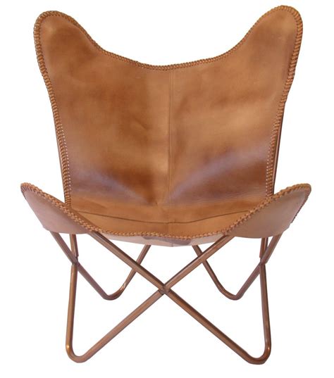 Butterfly Chair Caramel Leather Occasional Chairs Interiors Online