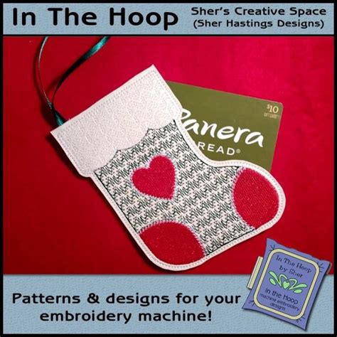 Ith Christmas Stocking Gift Card Holder Ornament Machine Embroidery