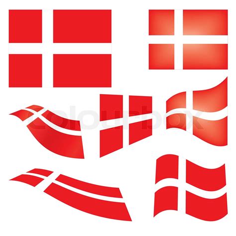 Set Of Danish Flags Vector Illustration Stock Vector Colourbox