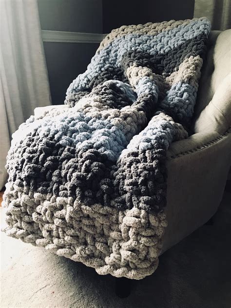 Chunky Cozy And Soft Blanket In Muted Tones Chunky Yarn Blanket