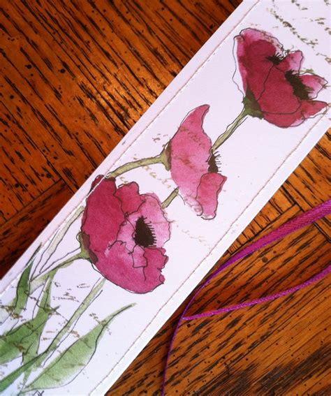 Bookmark For Flower Loverswatercolor Magenta Poppies Etsy