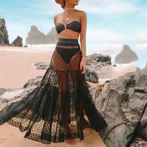 Women Bikini Cover Up Swimwear Sheer Beach Maxi Wrap Skirt Sarong Pareo Dress Cover Up Swimwear