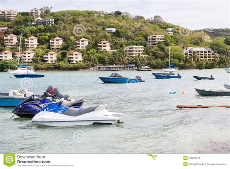 Boats And Jet Skis By Tropical Resorts Stock Image Image Of Landscape