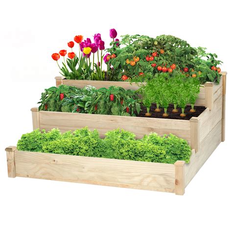 | build your own raised planter box for about $20! 3 Tier Wood Planter Box Raised Garden Bed Elevated Plants ...