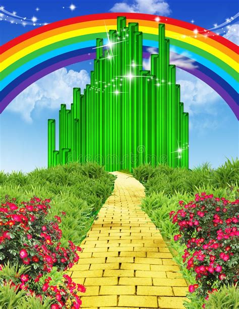 Rainbow Over The Yellow Brick Road Illustration Of Rainbow Over The
