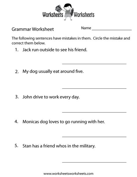 Free Printable 4th Grade Grammar Worksheets Worksheets For Kindergarten