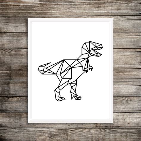 Geometric Dinosaur Art Print 8x10 Dinosaur Printable T Rex Print