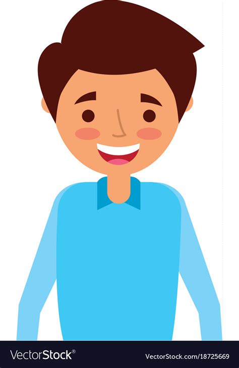 Portrait Young Man Character Smiling Person Vector Image