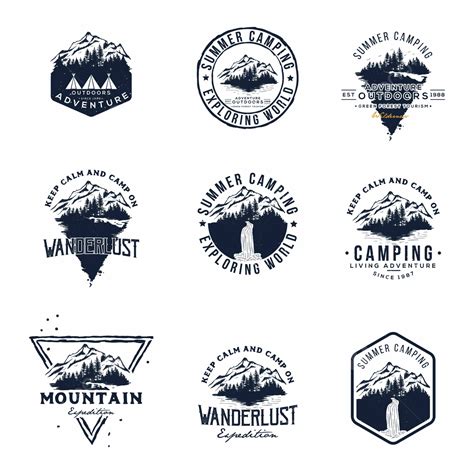 Set Of Vector Mountain And Outdoor Adventures Logo Vector Template