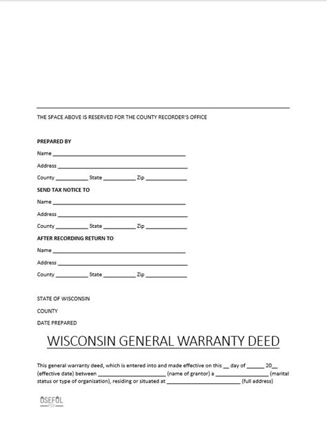 Free Wisconsin Deed Form Templates