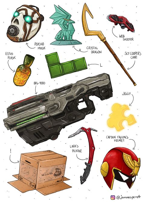 Some more video game weapons/items drawn by me : gaming
