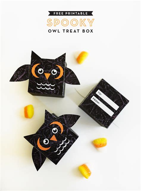 Printable Spooky Owl Treat Box Owl Treats Treat Boxes Halloween
