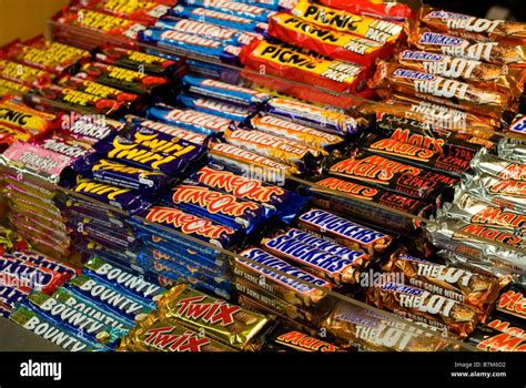 Chocolate Bars On Display Stock Photo Alamy