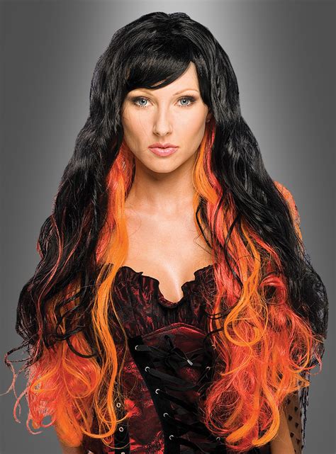 Flaming Wig Black Orange Kostümpalastde