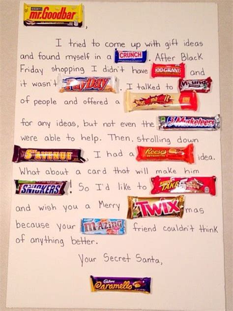 Diy Secret Santa Ts Simple And Sweet Candy Card For A Secret Santa